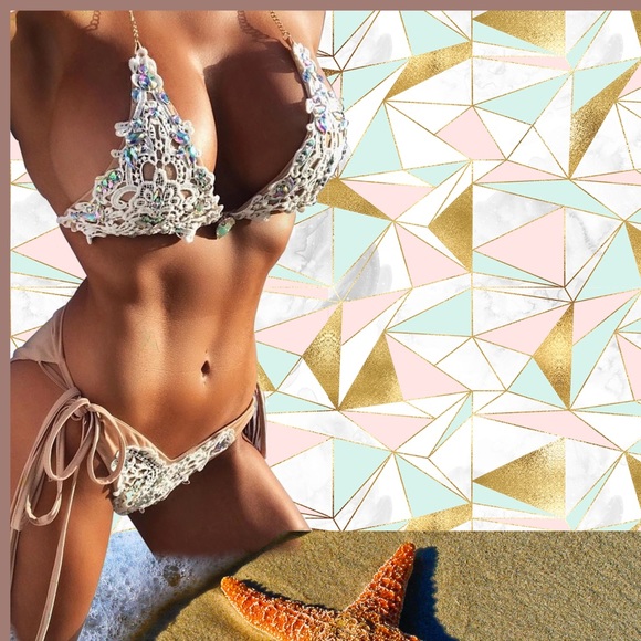 Boutique Other - Beautifully Detailed Sequined 2-Piece Bikini NWT